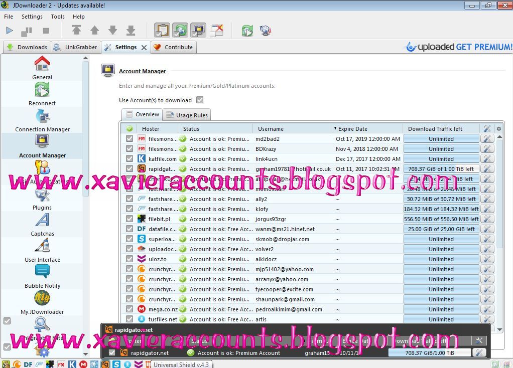 How to use jdownloader 2 premium accounts database free